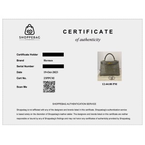 Authentication Certificate 23PPC02