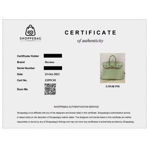 Authentication Certificate 23PPC03