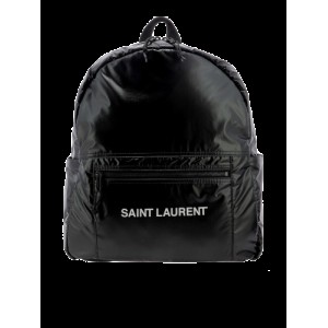 SAINT LAURENT Nuxx Logo-Printed Backpack, Silver Hardware