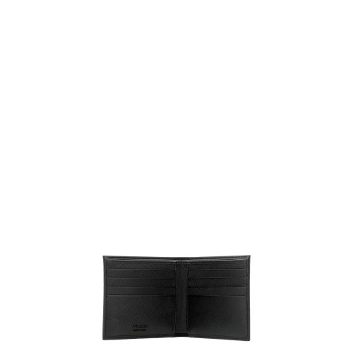 PRADA Saffiano Leather Bifold Wallet, Silver Hardware