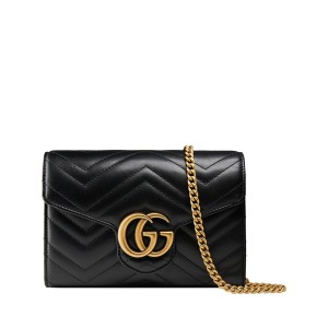 GUCCI GG Marmont Matelassé Shoulder Bag, Gold Hardware