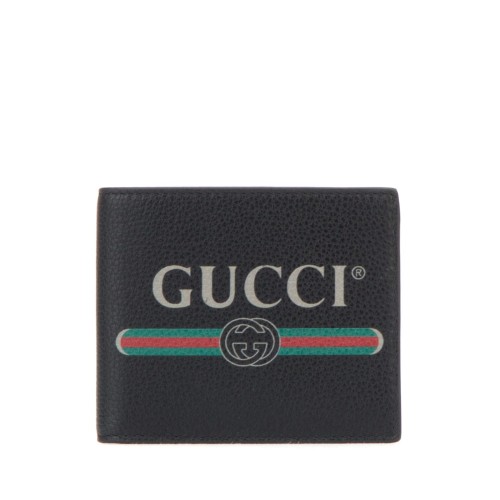 GUCCI Logo Bifold Wallet, Gold Hardware