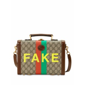 GUCCI "NOT/FAKE" Savoy Beauty Case, Gold Hardware