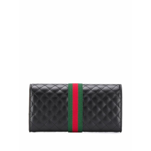 GUCCI GG Webbing Quilted Long Wallet, Gold Hardware