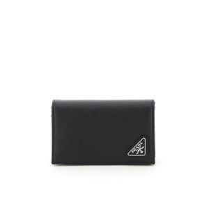 PRADA Saffiano Leather Business Cardholder, Silver Hardware