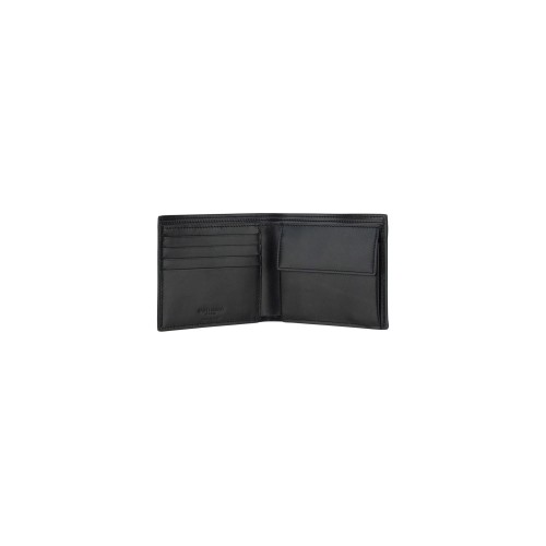SAINT LAURENT Bifold Leather Wallet, Silver Hardware