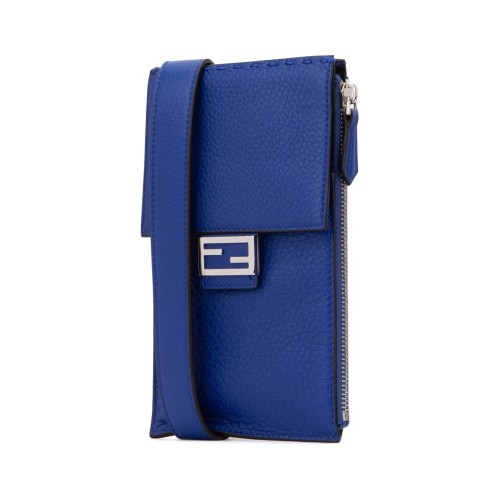 FENDI Baguette Phone Pouch Crossbody Bag, Silver Hardware