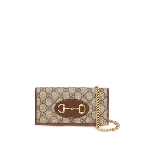 GUCCI GG Supreme Wallet on Chain, Gold Hardware