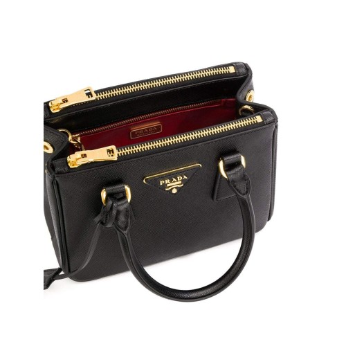 PRADA Galleria Mini Top Handle Bag, Gold Hardware