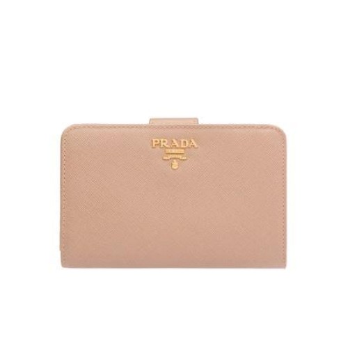 PRADA Logo Plaque Vertical Wallet, Gold Hardware