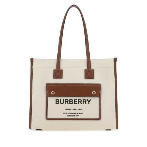 BURBERRY Two Tone Top Handle Bag, Gold Hardware