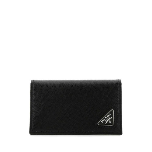 PRADA Saffiano Leather Business Cardholder, Silver Hardware
