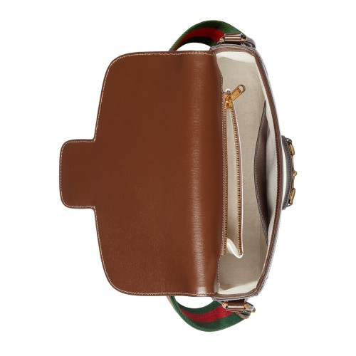 GUCCI Horsebit 1955 GG Supreme Shoulder Bag, Gold Hardware