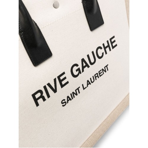 SAINT LAURENT Rive Gauche Canvas Tote Bag SHW