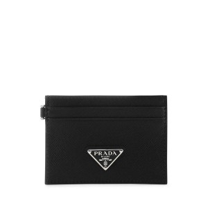 PRADA Saffiano Leather Cardholder, Silver Hardware