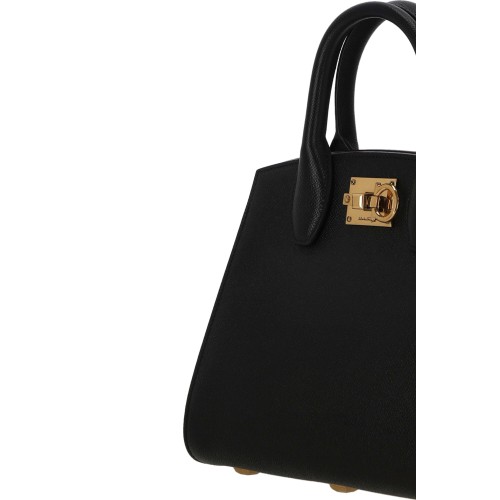 SALVATORE FERRAGAMO Studio Box (S) Top Handle Bag, Gold Hardware
