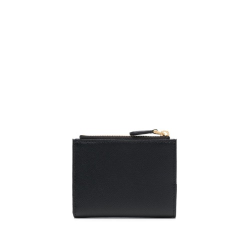 PRADA Saffiano Leather Bifold Wallet, Gold Hardware