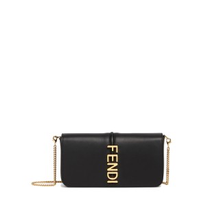 FENDI Fendigraphy Wallet On Chain Leather, Gold Hardware