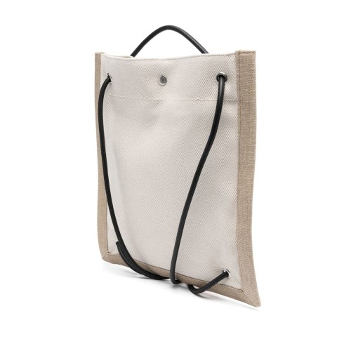 SAINT LAURENT Canvas Drawstring Crossbody Pouch Bag