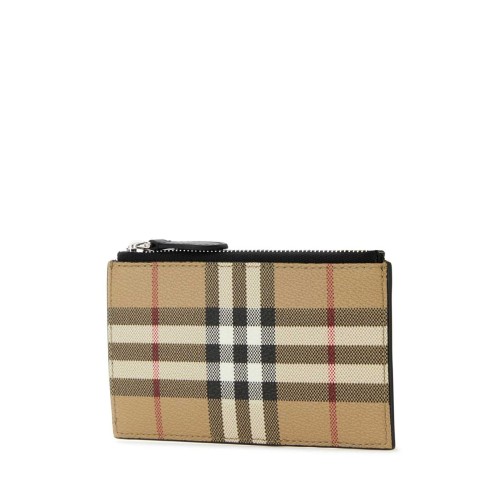 BURBERRY London Check Zip Wallet, Gold Hardware
