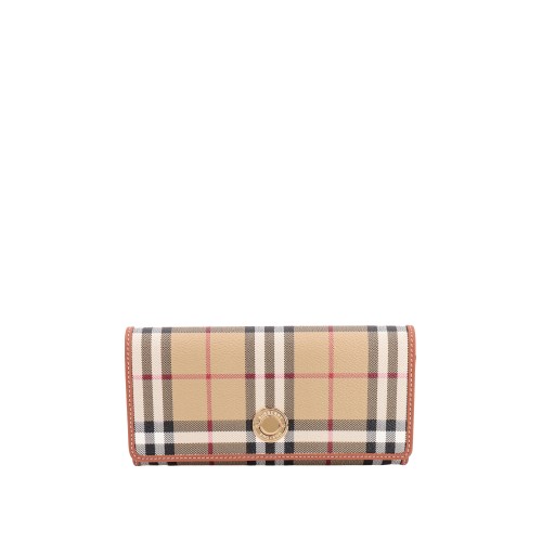 BURBERRY Vintage Check Continental Flap Wallet, gold hardware