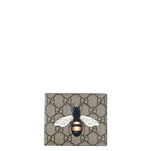 GUCCI Bee Print GG Supreme Bifold Wallet