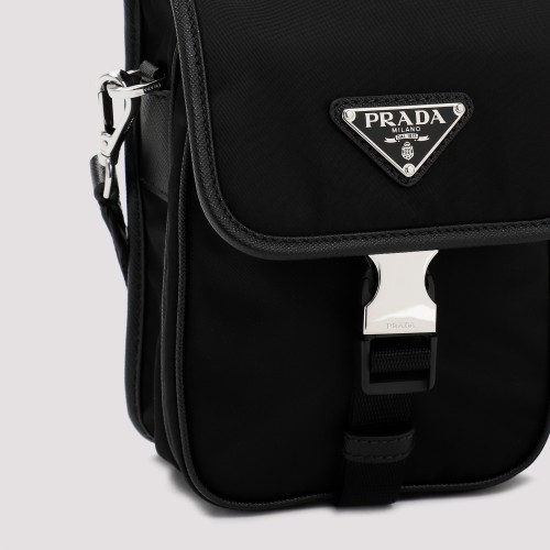 PRADA Logo Plaque Small Crossbody Bag, Silver Hardware