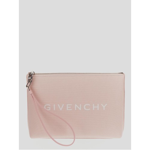 GIVENCHY Logo Printed Travel Pouch, Silver Hardware