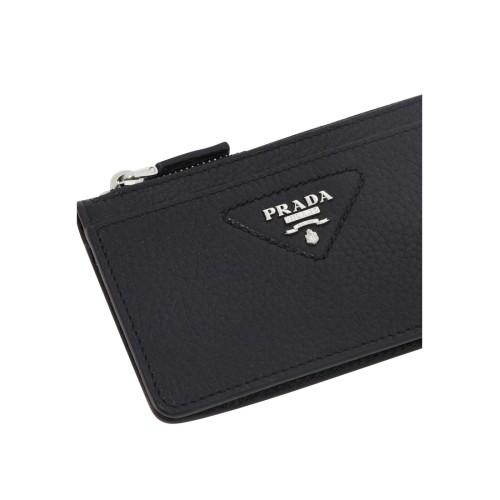 PRADA Logo Plaque Small Pouch, Silver Hardware