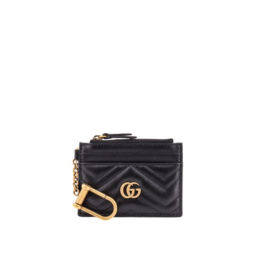GUCCI GG Marmont Zipped Cardholder, Gold Hardware