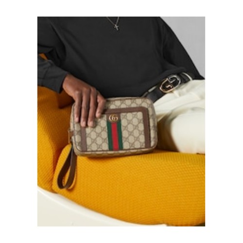 GUCCI Ophidia GG Clutch Bag, Gold Hardware